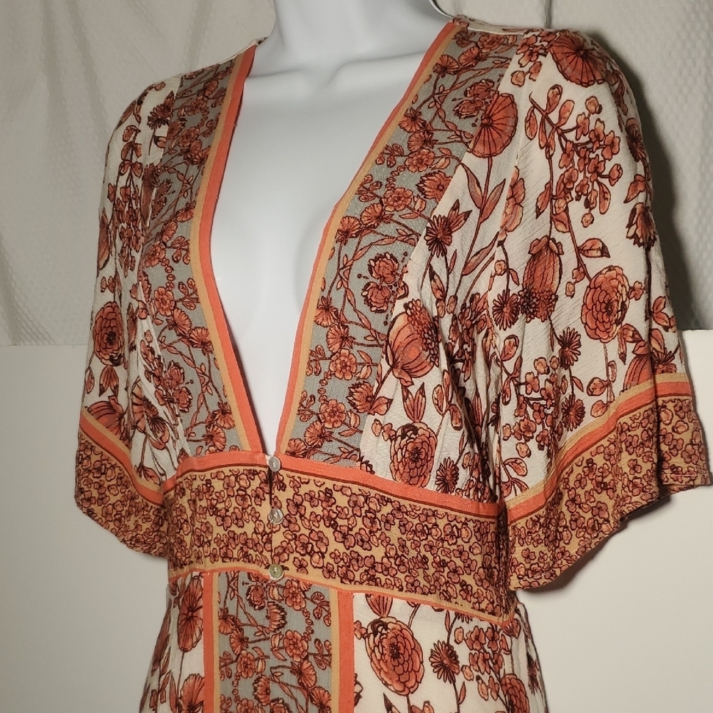Illa Illa Floral Dress Floral V-Neck Maxi Dress Size S - Picture 4 of 13